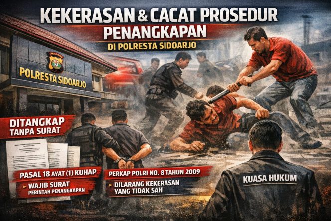 
 Dugaan Kekerasan dan Pelanggaran Prosedur Penangkapan di Polsek Candi Sidoarjo Disorot Publik