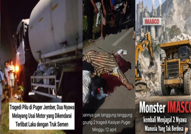 
 Sebuah Truk Pengangkut Semen Milik PT Imasco Terlibat Insiden Maut Yang Merenggut Dua Nyawa