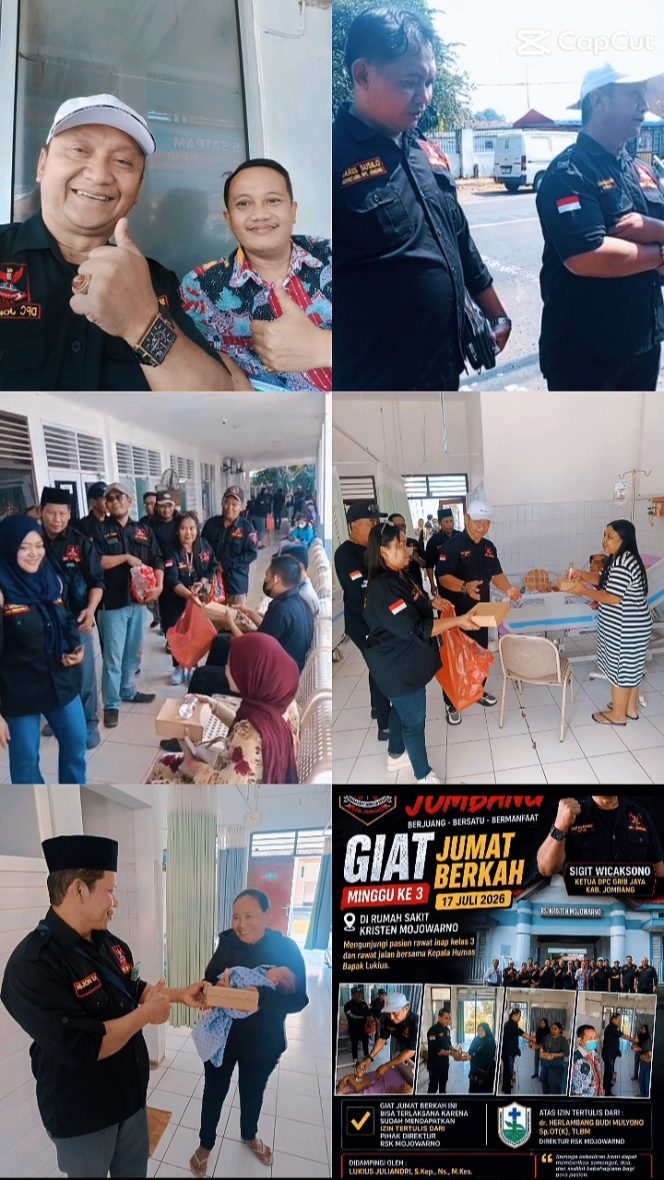 
 TEPIS Stikma NEGATIF GRIB JAYA DPC Jombang. Salurkan Bantuan ke Pasien kelas 3 di RSK Mojowarno.