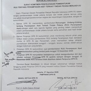Pimpinan DPR Komit Rangkuman RUU Perampasan Aset Paling Lambat 15 Desmber 2026, Siap Mundur Jika Gagal.